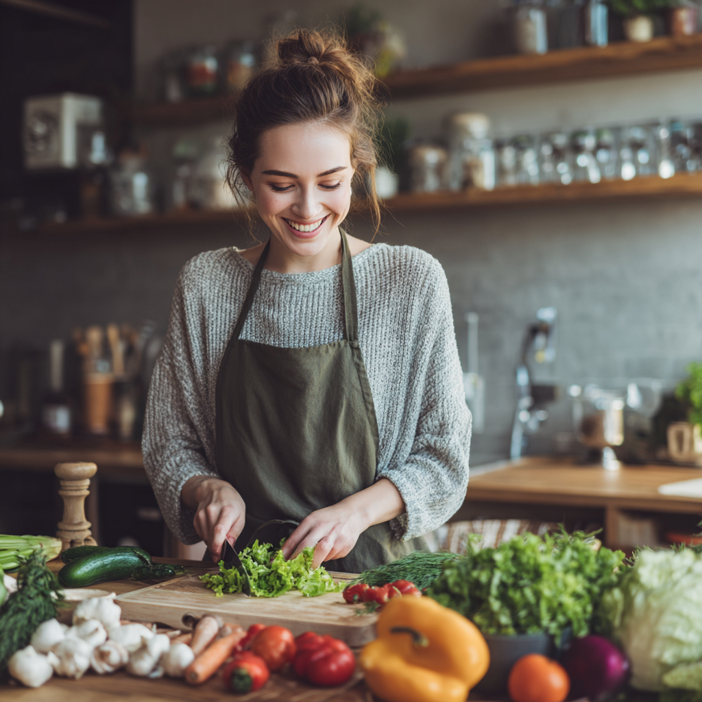 Boldog magyar felnőttek egészséges ételek készítése közben, különböző életkorú emberek együtt főznek